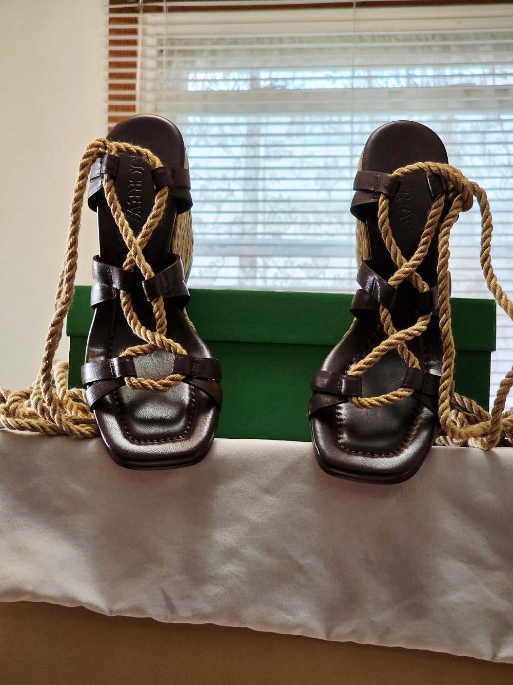 J.Crew Rope Lace-Up High-Heel Sandals In Leather Size 8.5M - Picture 3 of 8